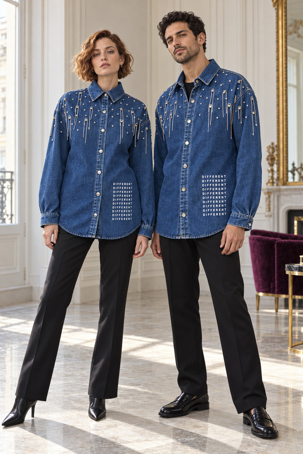 Chaqueta vaquera unisex con strass