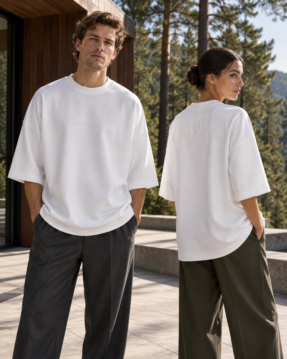 T-shirt oversize brodé ton sur ton – Unisexe