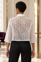 Chemisier crop en dentelle blanc vu de dos