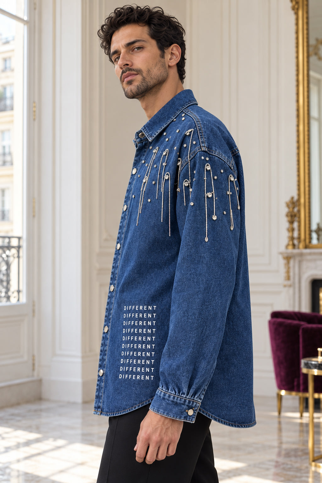 Chaqueta vaquera unisex con strass