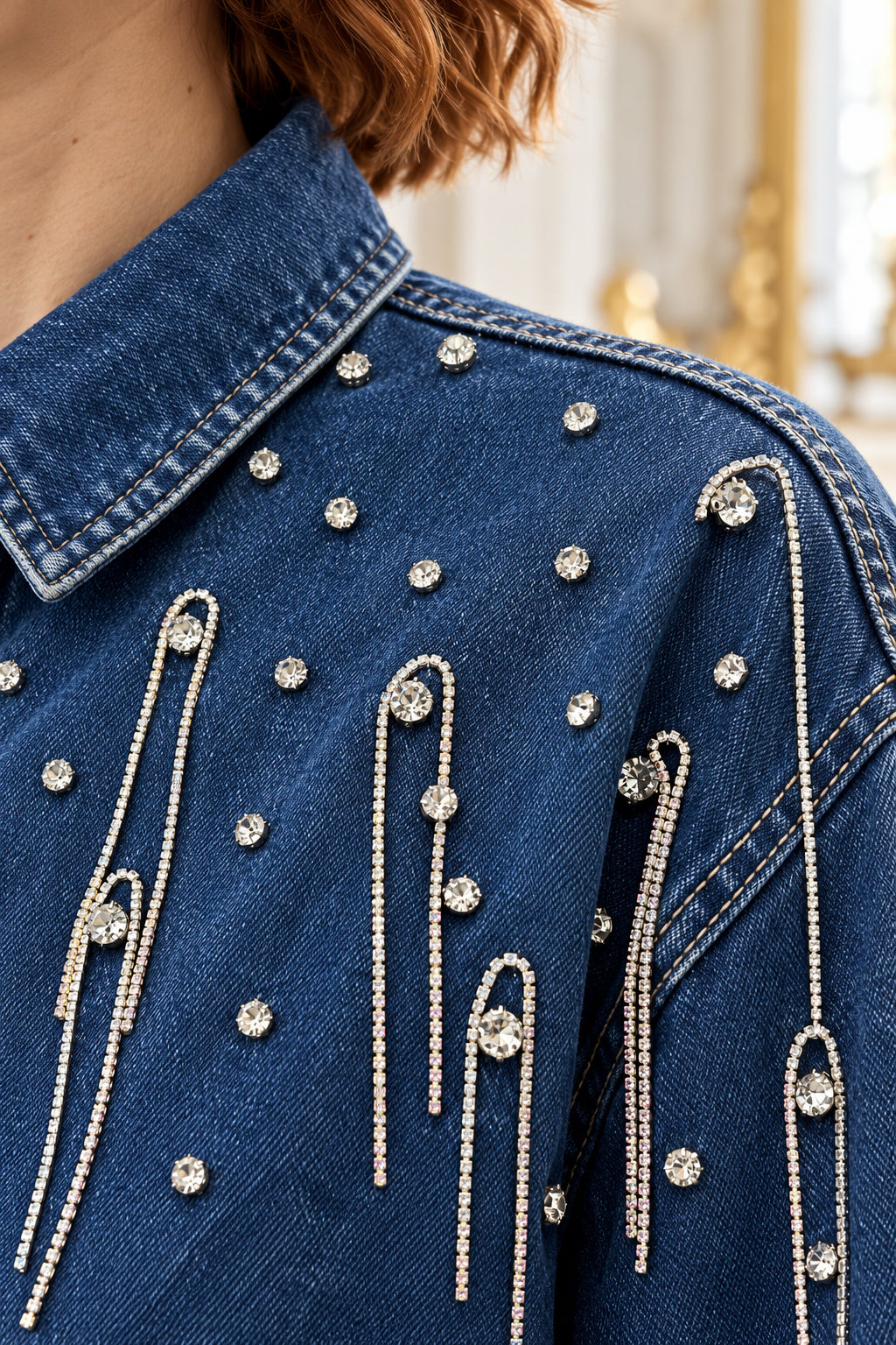 Chaqueta vaquera unisex con strass