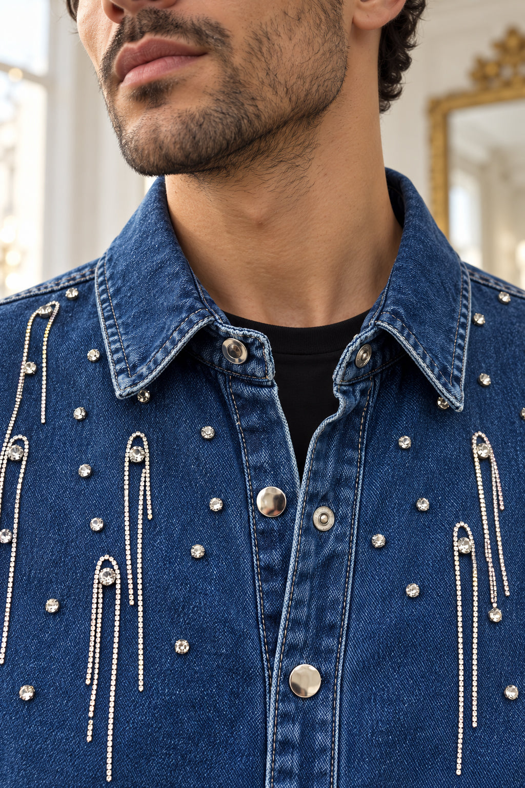 Chaqueta vaquera unisex con strass