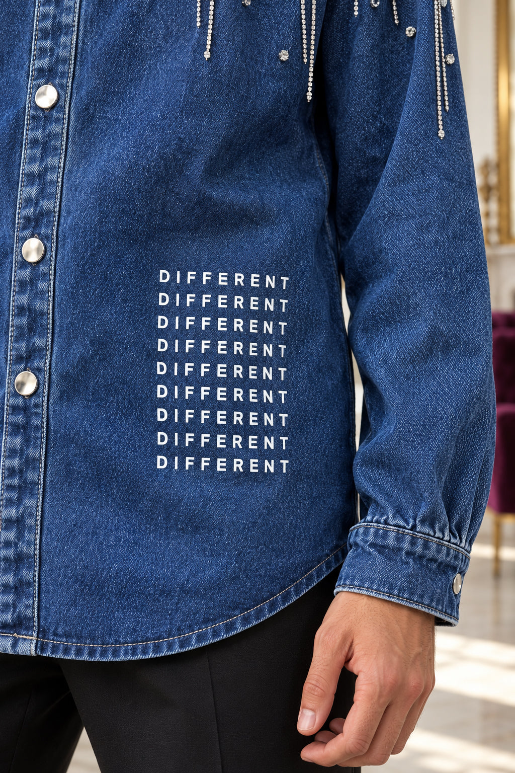 Chaqueta vaquera unisex con strass
