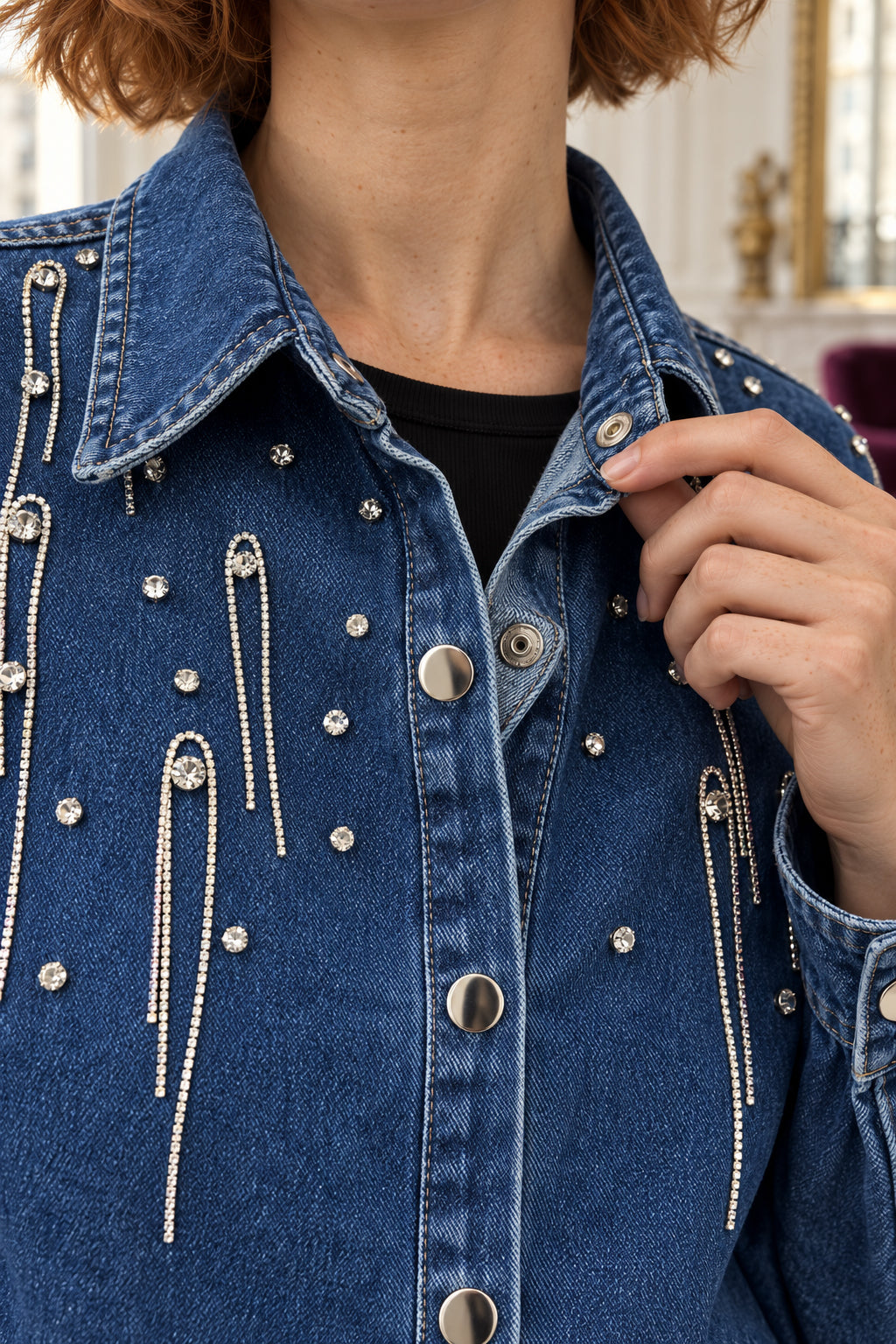 Chaqueta vaquera unisex con strass