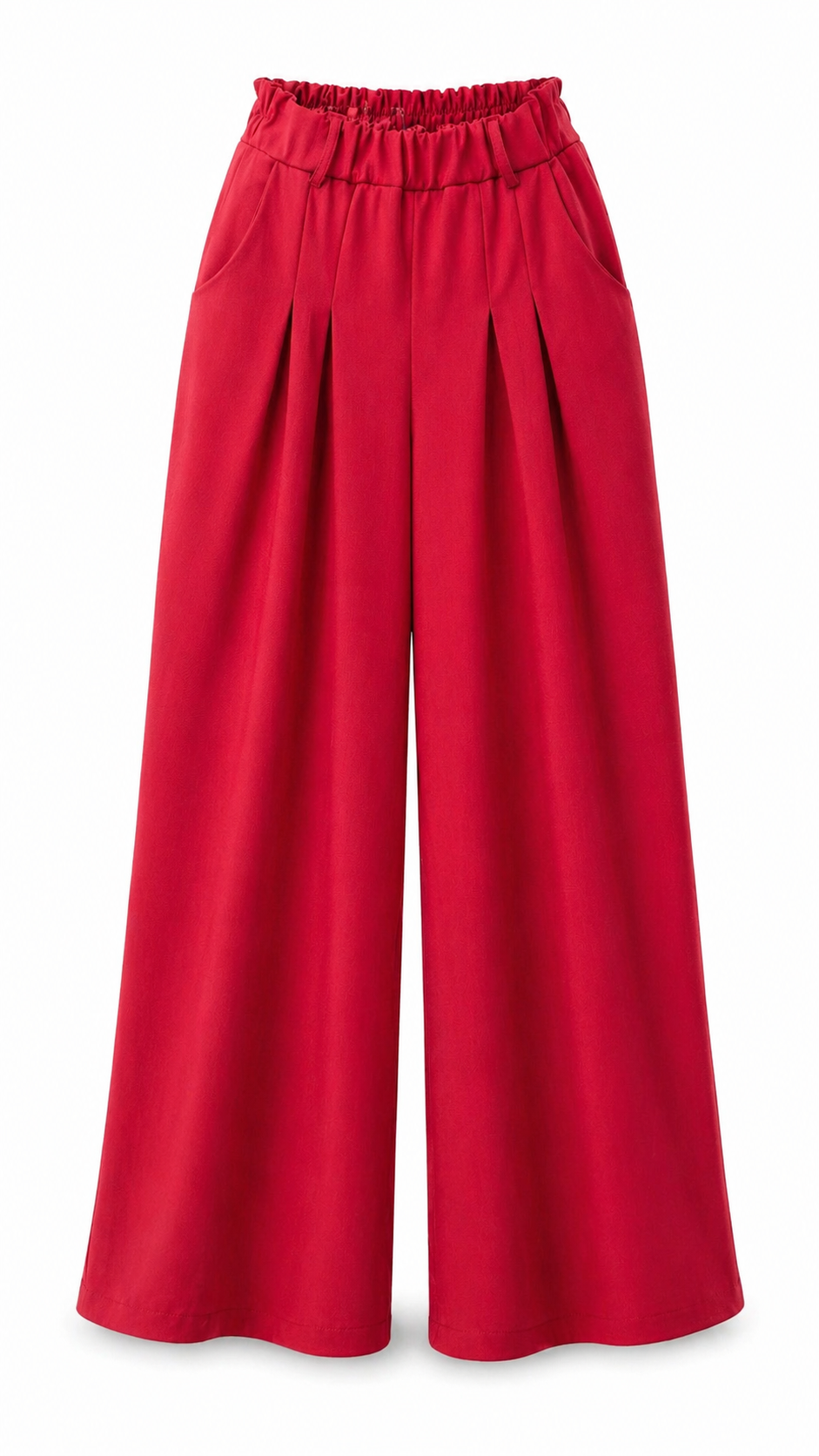Pantalon femme plissé/évasé vert rouge - DIFFERENT
