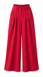 Pantalon femme plissé/évasé vert rouge - DIFFERENT