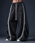 Pantalon De Jogging Oversize et unisexe à Bandes  Blanches