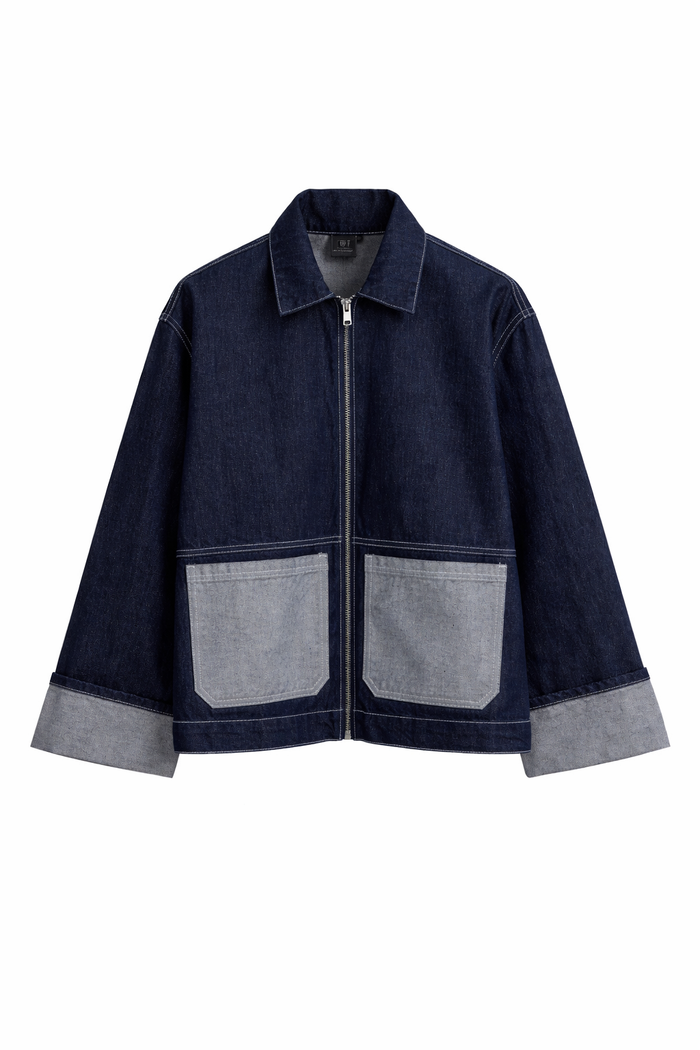 Veste courte en jean brut femme DIFFERENT, poches contrastées