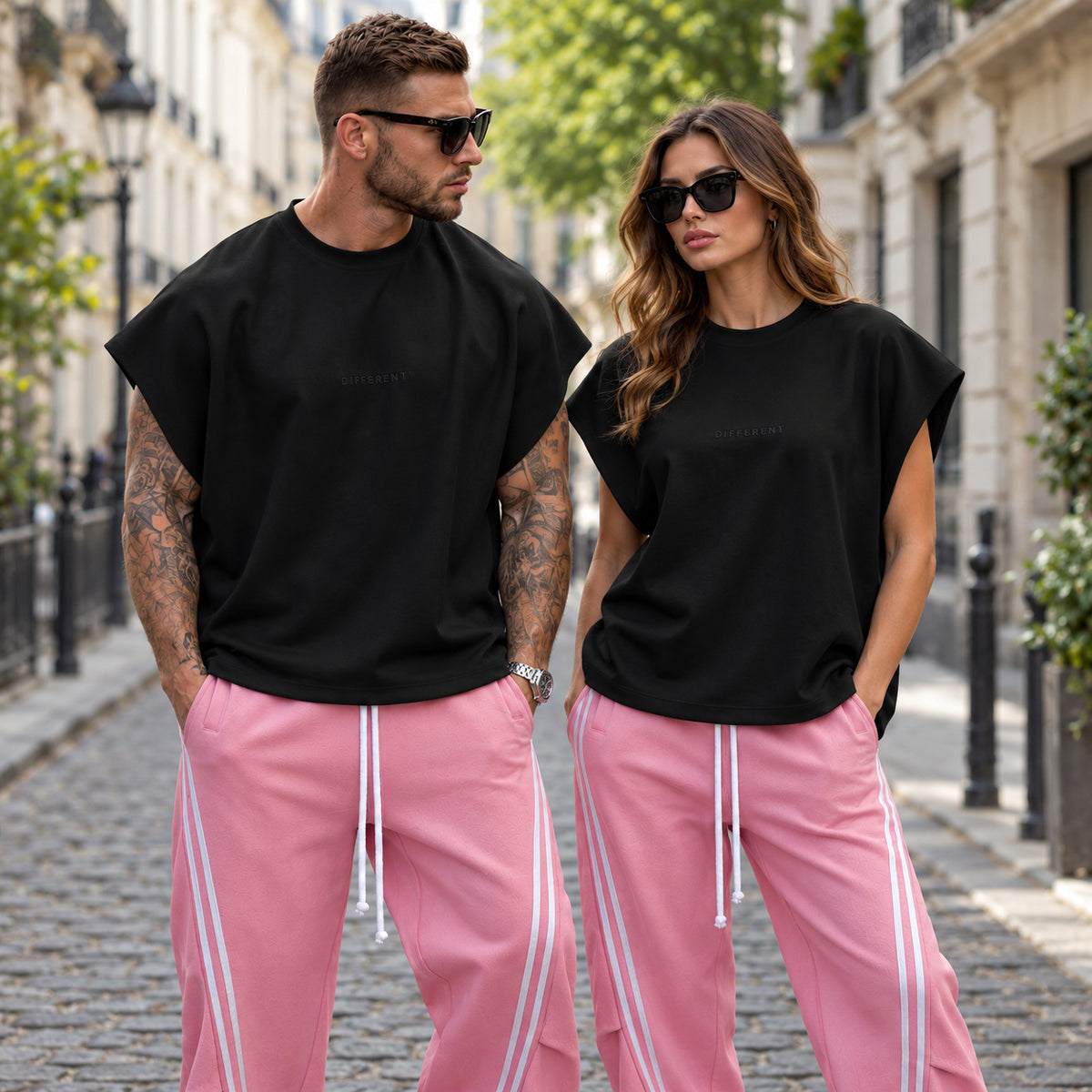 Débardeur oversize effet spandex brodé – Unisexe