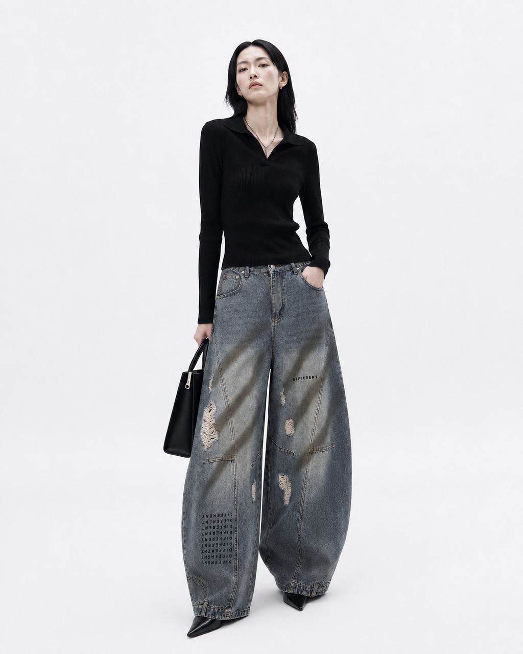 Pantalon Jean délavé Oversize Balloon