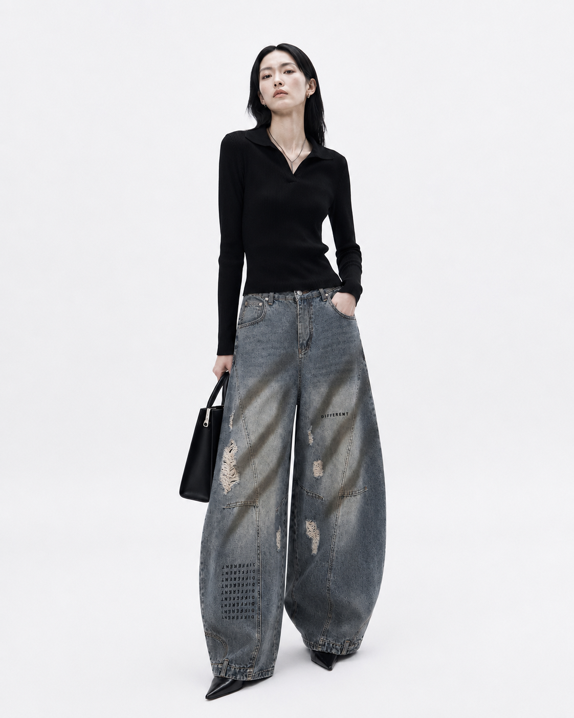 Pantalon Jean délavé Oversize Balloon