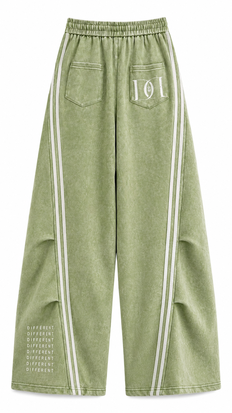Green white pleated/flared women's trousers - DIFFERENT