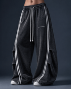 Green white pleated/flared women's trousers - DIFFERENT