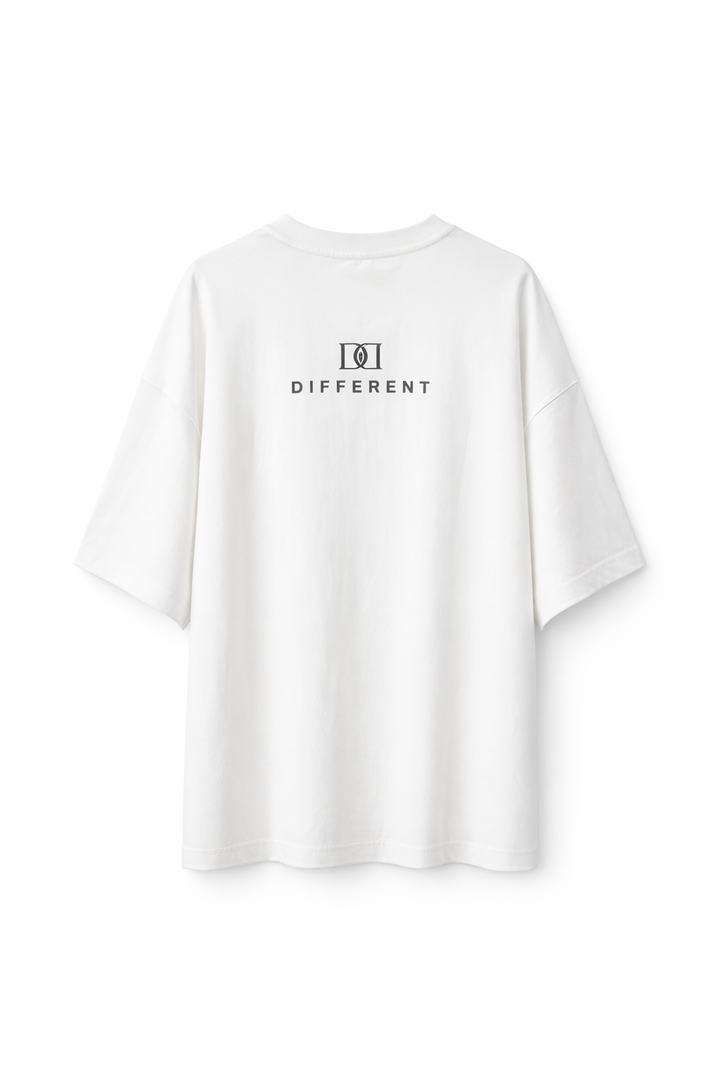  Photo studio  de dos T-shirt  blanc plat coton oversize unisexe édition limitée DIFFÉRENT fond blanc