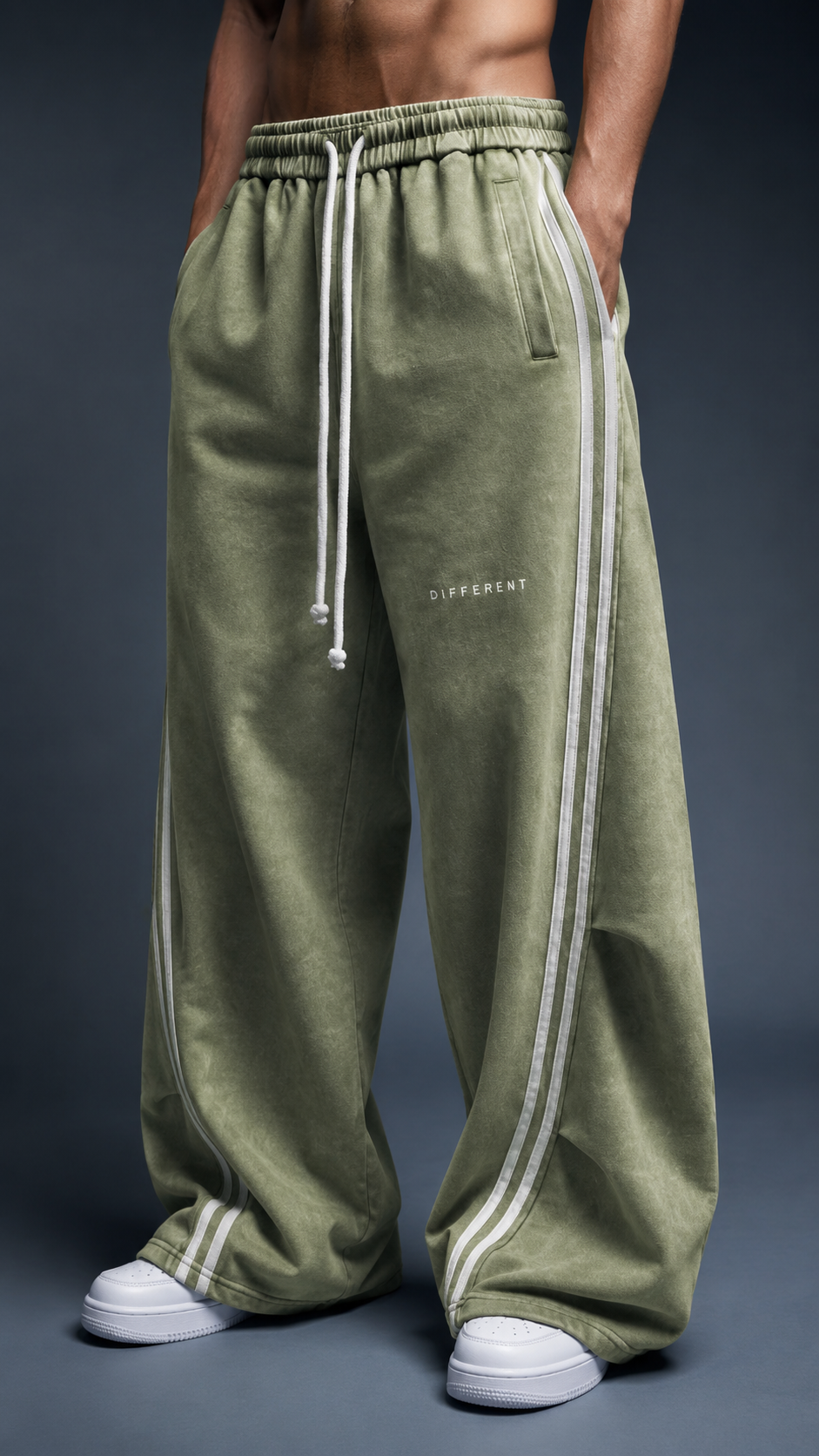 Pantalon De Jogging Oversize et unisexe à Bandes  Blanches