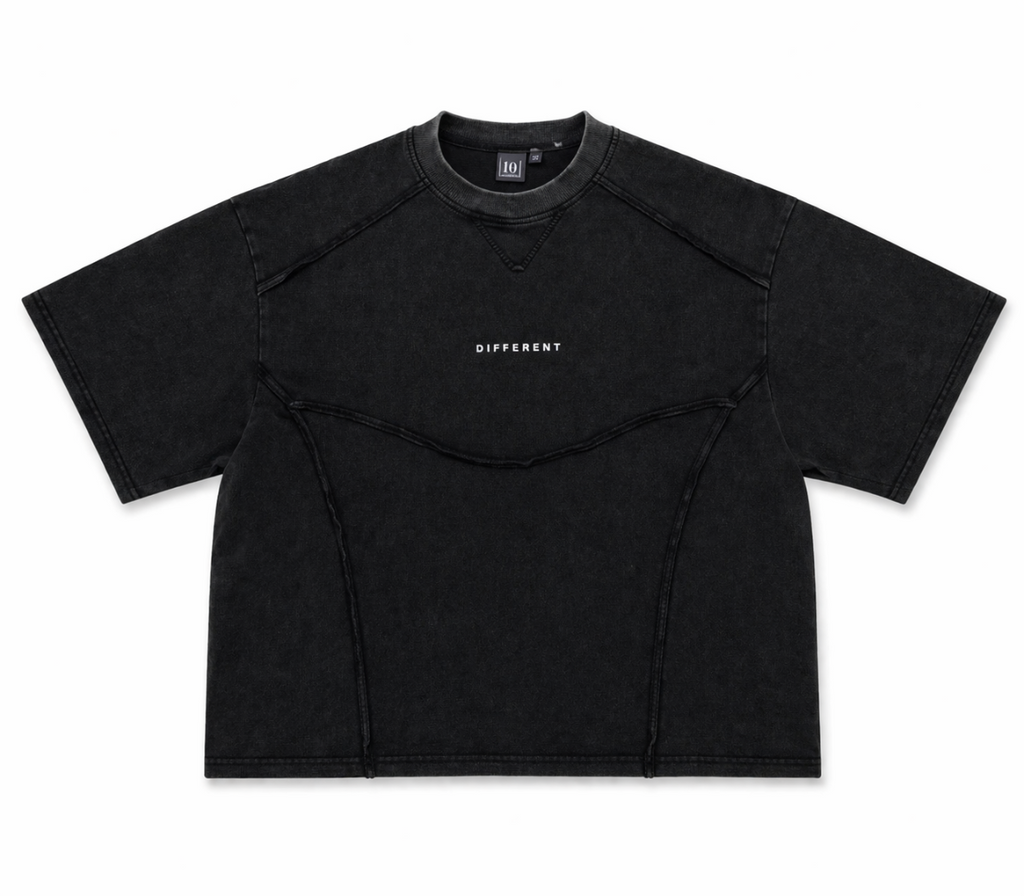 T-shirt seul de face T-shirt gris délavé oversize streetwear paris vêtement unisexe — DIFFERENT
