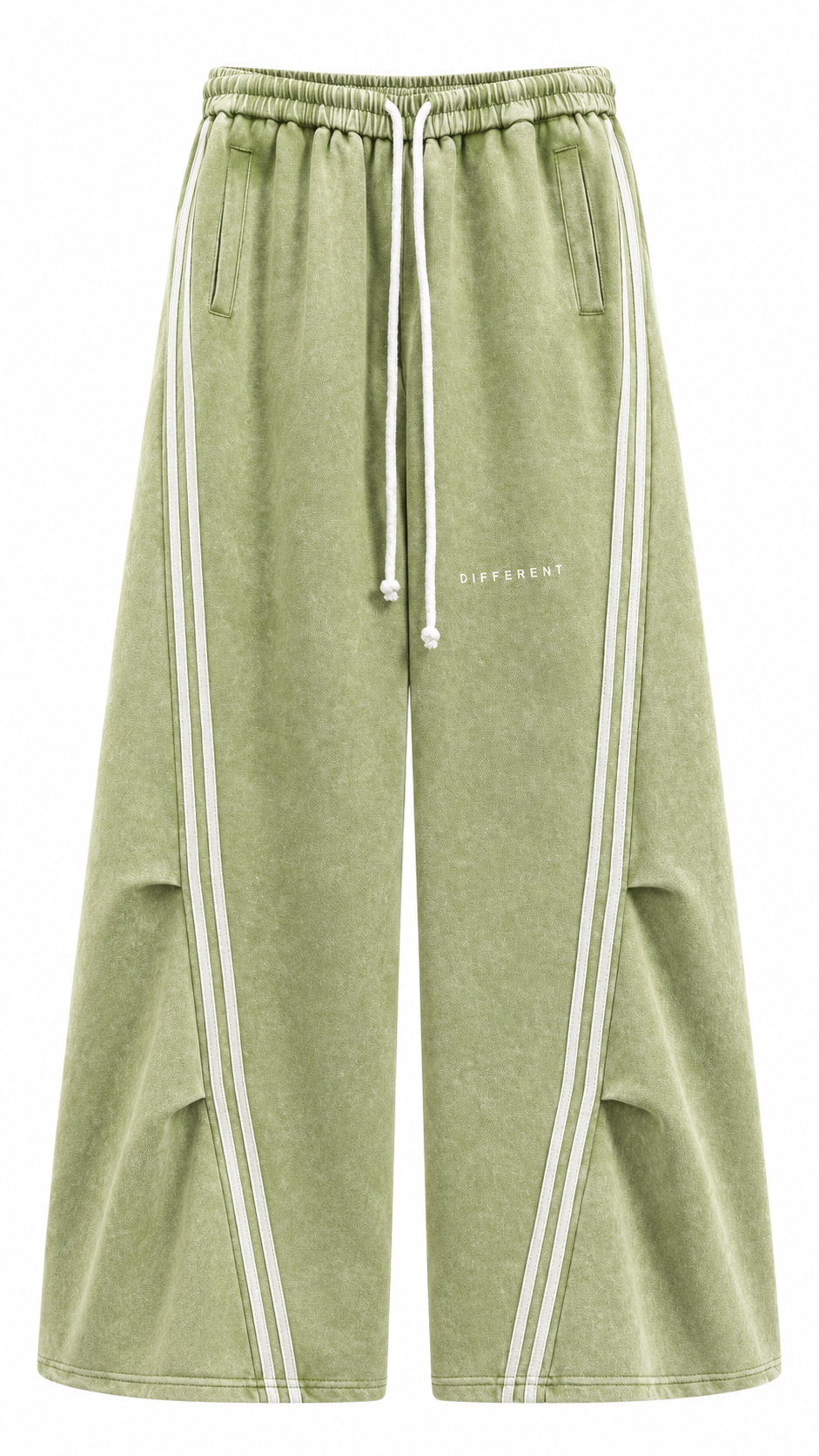 Green white pleated/flared women's trousers - DIFFERENT