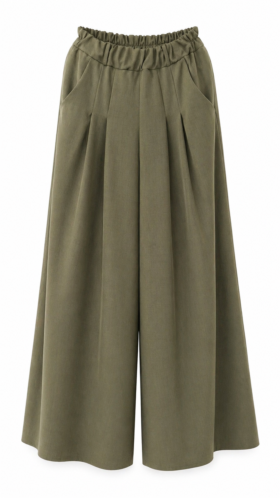 Pantalon femme plissé/évasé vert kaki - DIFFERENT