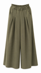 Pantalon femme plissé/évasé vert kaki - DIFFERENT