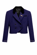 Blazer cropped à carreaux bleu royal - DIFFÉRENT