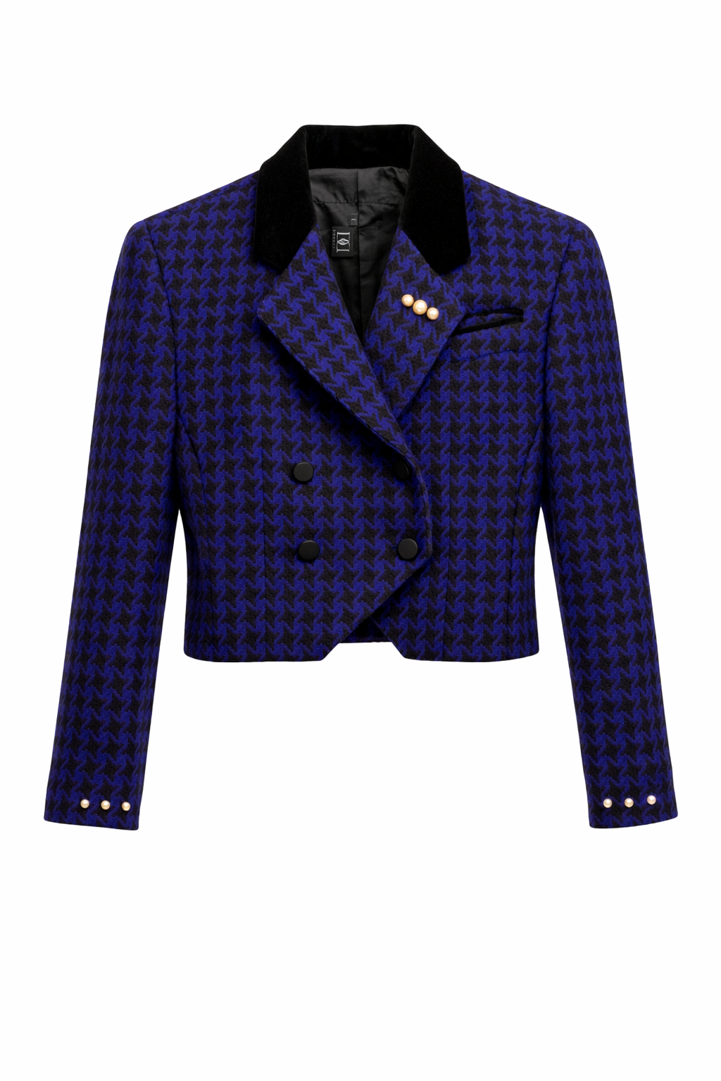 Blazer cropped à carreaux bleu royal - DIFFÉRENT