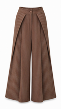 Pantalon plissé/évasé/rayé marron - DIFFERENT