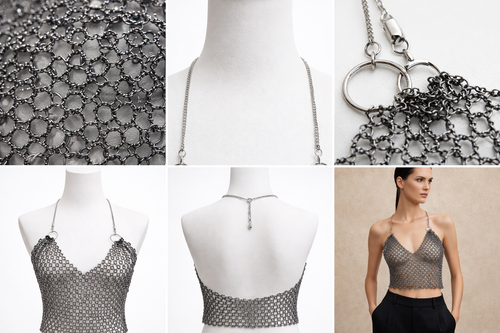 Crop top en cotte de mailles et diamants - DIFFÉRENT