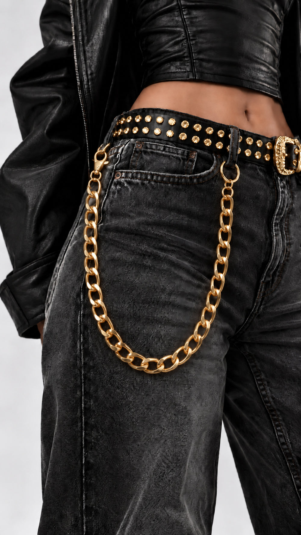 Chaîne de pantalon AUREA — Maille gourmette dorée