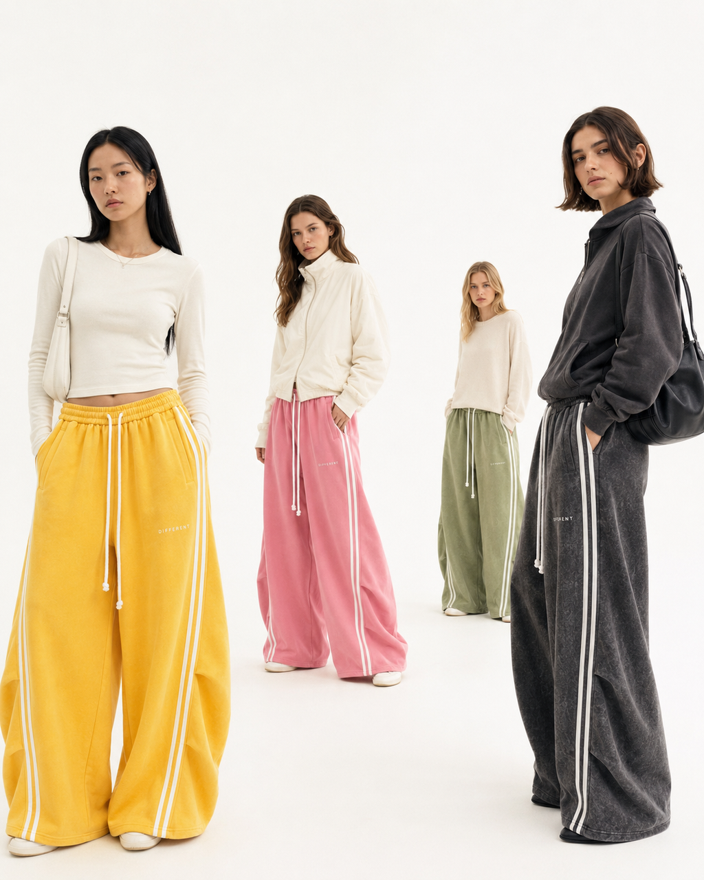 Pantalon De Jogging Oversize et unisexe à Bandes  Blanches