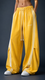 Green white pleated/flared women's trousers - DIFFERENT