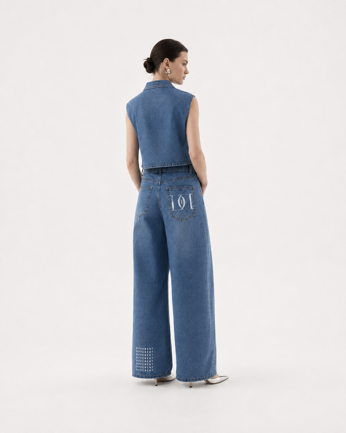 Ensemble Jean Denim femme DIFFERENT — Veste courte & jean ballon