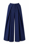 Pantalon plissé/évasé/rayé bleu marine - DIFFERENT