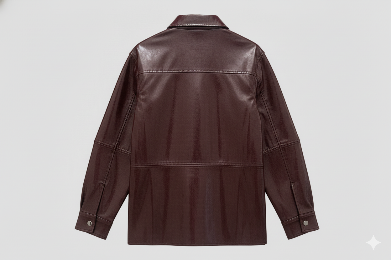 Chemise Oversize en Similicuir Bordeaux – DIFFERENT®