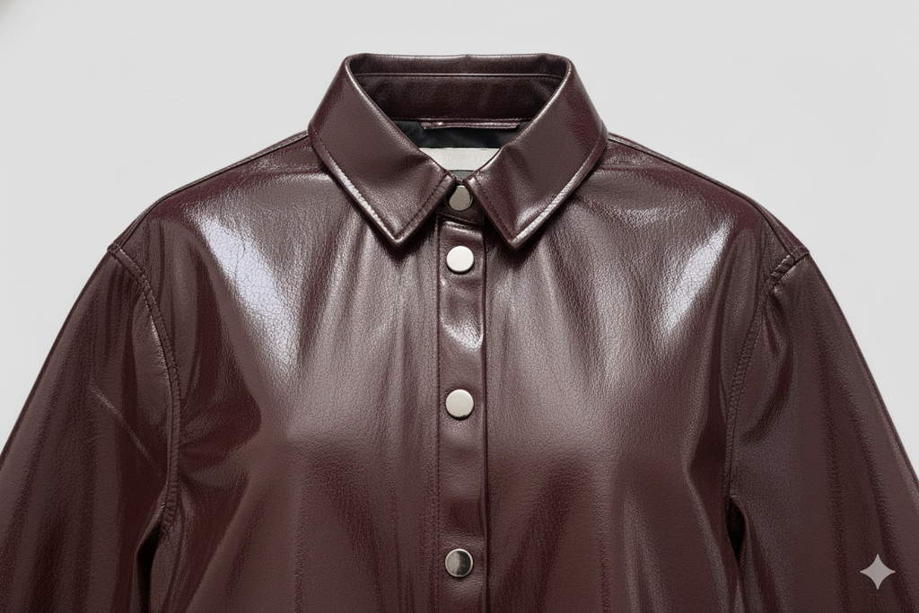 Chemise Oversize en Similicuir Bordeaux – DIFFERENT®