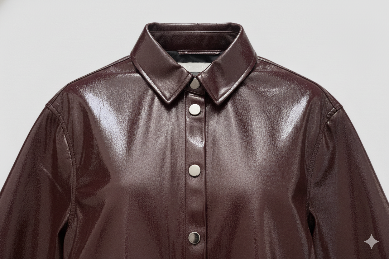 Chemise Oversize en Similicuir Bordeaux – DIFFERENT®