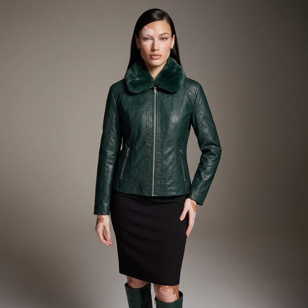 Veste simili cuir avec fourrure - DIFFÉRENT