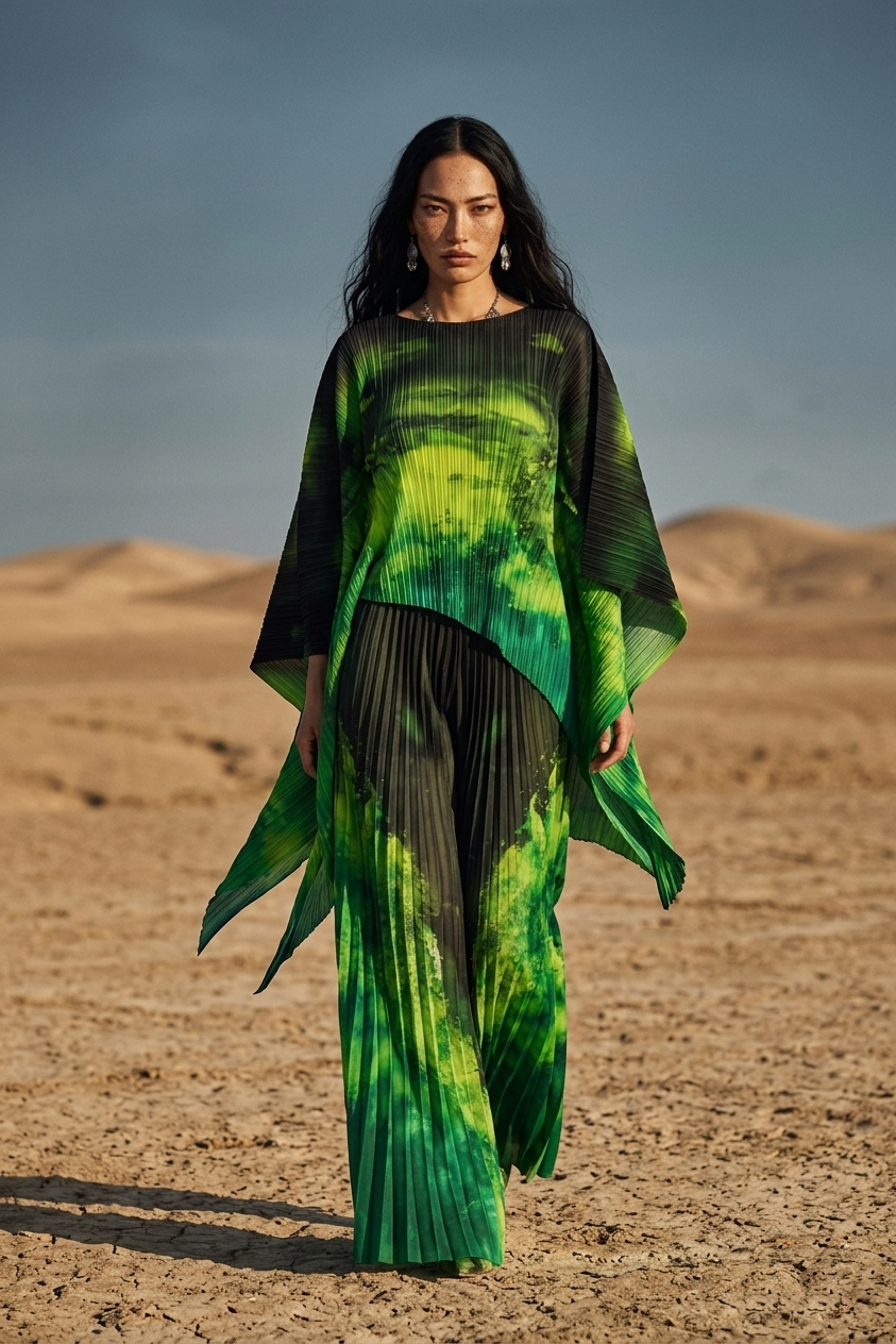 Ensemble plissé imprimé élégant - DIFFÉRENT