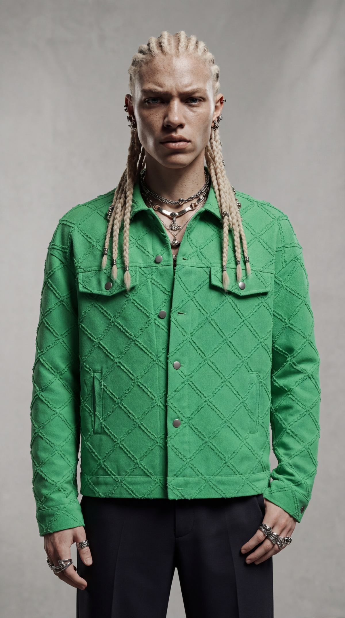 Look face Veste casual vert streetwear paris homme — DIFFÉRENT officiel 