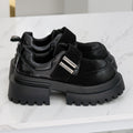 Chaussures femme à plateforme – Similicuir noir et effet velouté