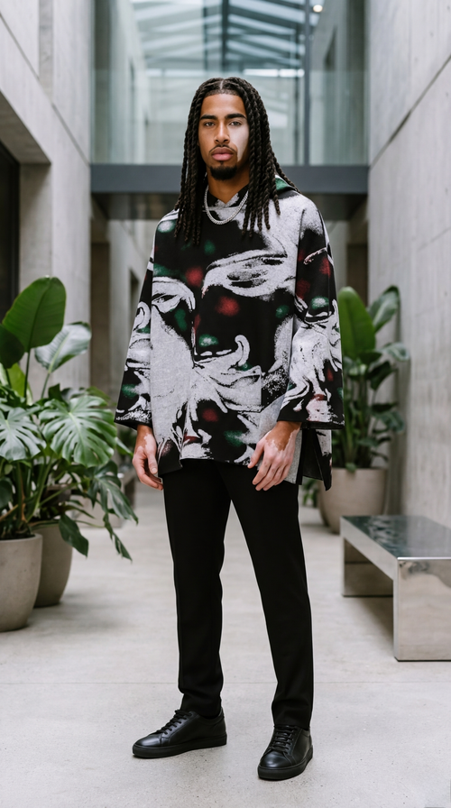 Look profil porté Pull unisexe imprimé mode urbaine style parisien — DIFFERENT officiel