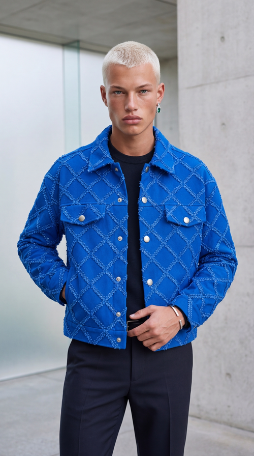 Look face Veste casual bleu streetwear paris homme — DIFFÉRENT officiel