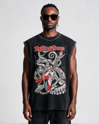 Débardeur oversize Rockstar en strass Hype Or Nothing porté, vue de face – DIFFERENT Paris