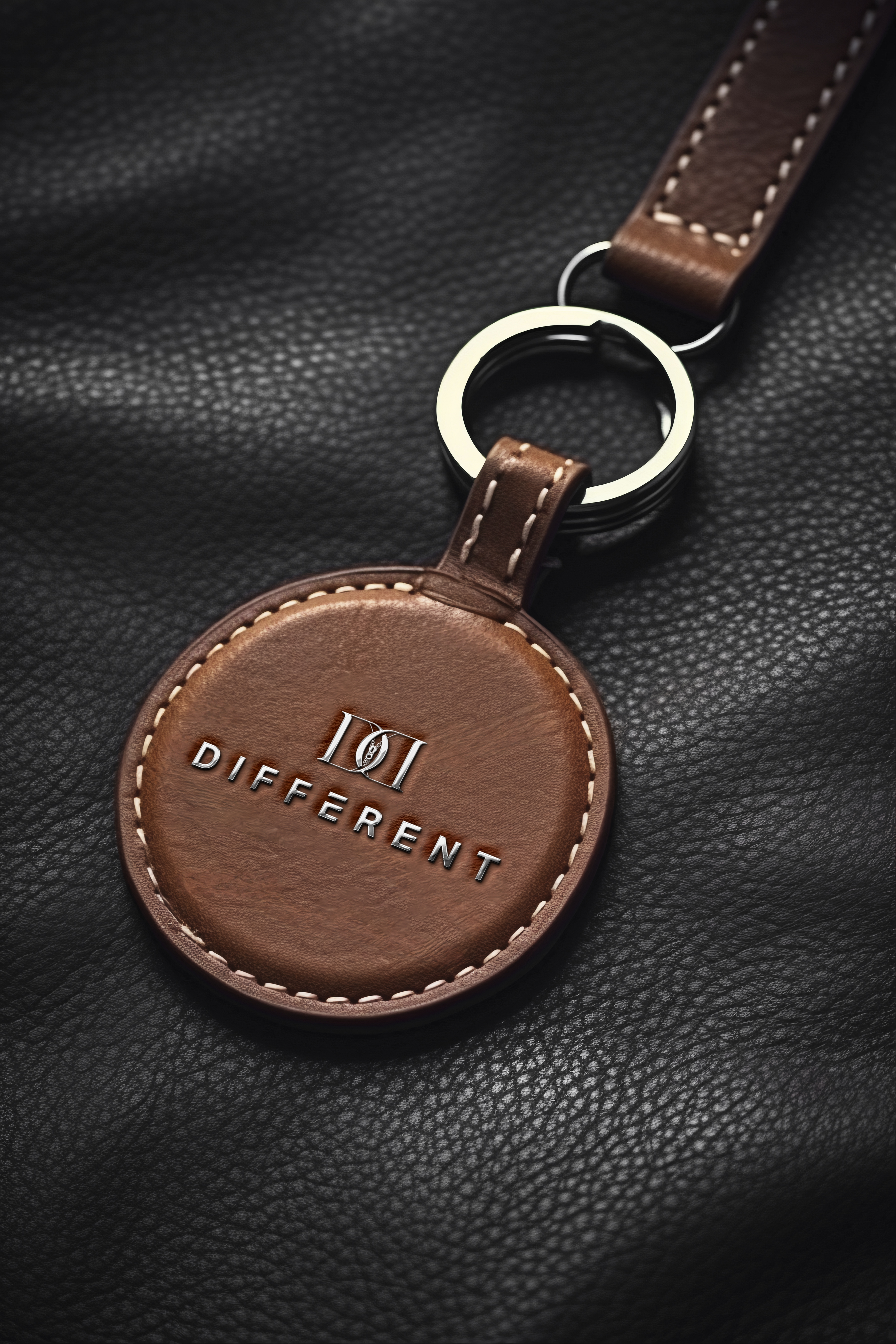 Porte clés cuir marron