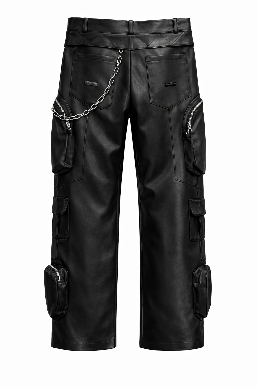 Photo pantalon cargo cuir vue face édition limitée mode parisienne — DIFFERENT paris