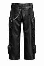 Photo pantalon cargo cuir vue face édition limitée mode parisienne — DIFFERENT paris