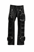 Photo pantalon cargo cuir vue dos édition limitée mode parisienne — DIFFERENT paris