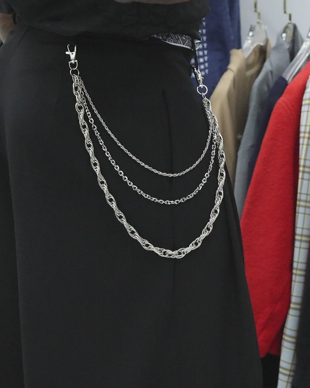 Vidéo de la chaîne de pantalon TWIST en acier inoxydable, triple rang et maille torsadée