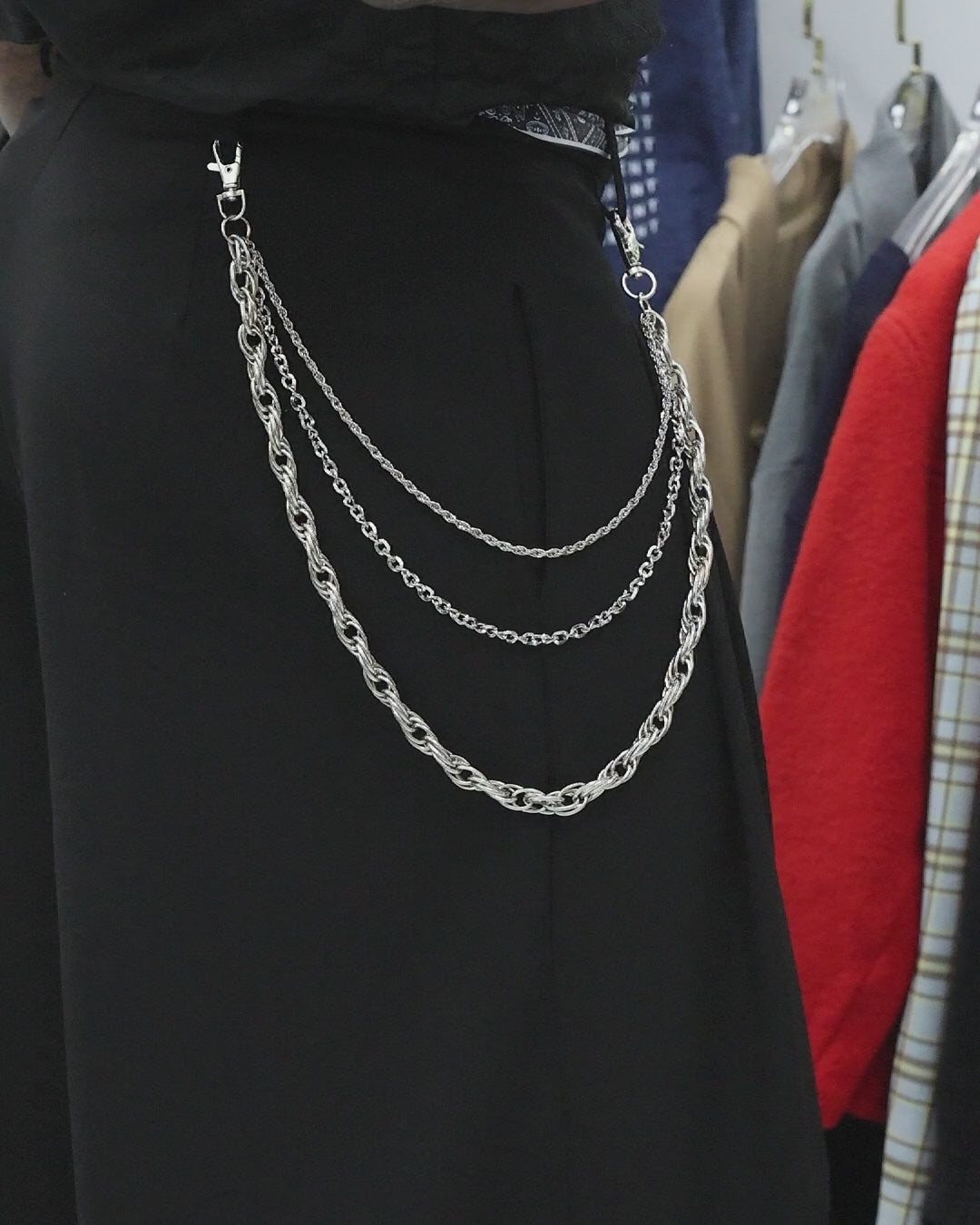 Vidéo de la chaîne de pantalon TWIST en acier inoxydable, triple rang et maille torsadée